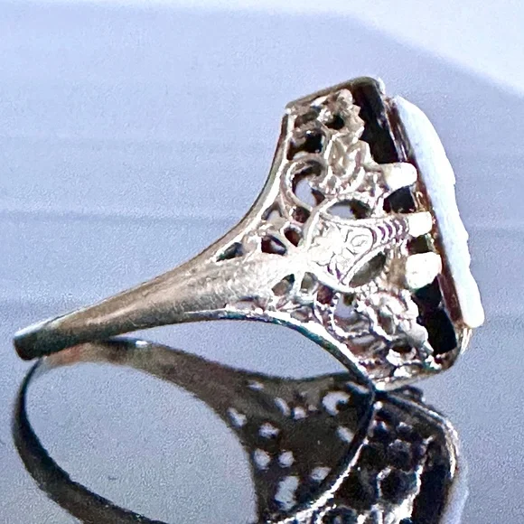 Titanic-Connection 14K White Gold Ostby Barton Intaglio Ring Size 6.5 - Picture 9 of 15